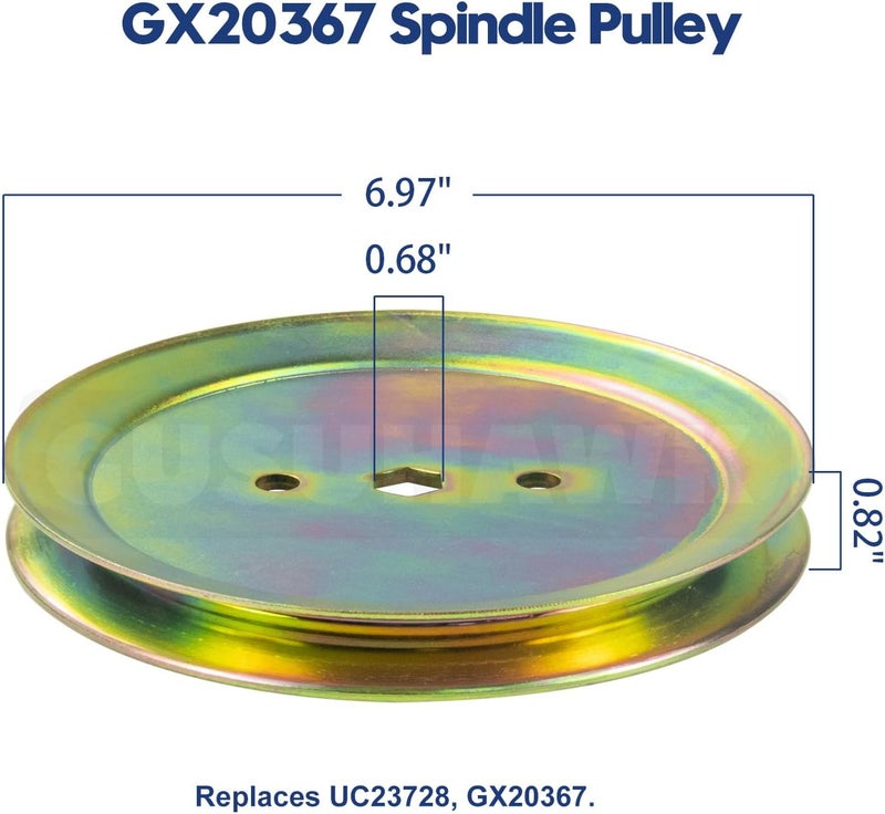 GUSUHAWK 2 Pack Pre-Greased GY21098 Spindle Assembly with GX20367 Pulley Replace John Deere AUC15811, GY21098, GY20454 for John Deere D100 D105 D110 D125 D130 E100 E110 E130 LA105 LA110 LA115 Tractors - Image 5